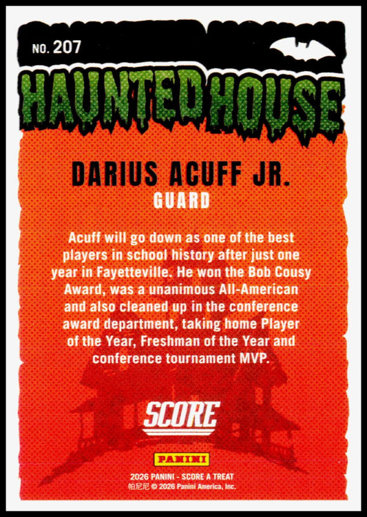 2026 Panini Score A Treat Darius Acuff Jr #207 Haunted House NIL Arkansas SP