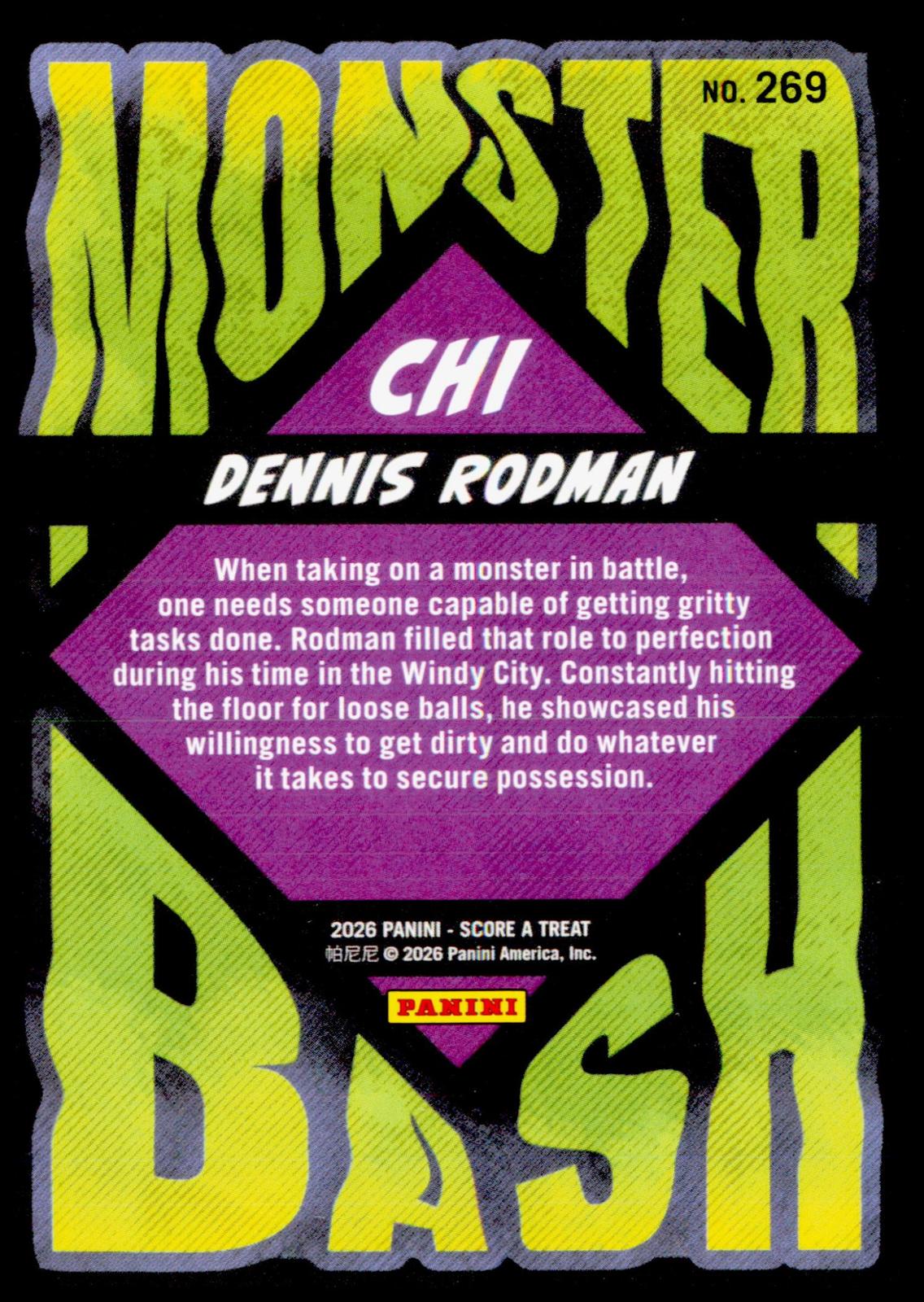 2026 Panini Score A Treat Dennis Rodman #269 Monster Bash Bulls Pumpkins