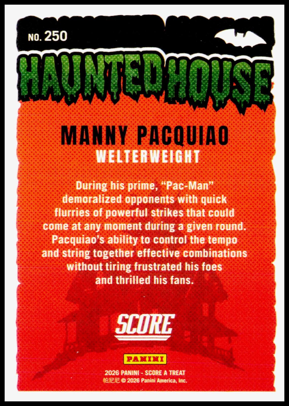 2026 Panini Score A Treat Manny Pacquiao #250 Haunted House Holo Webs SP Foil