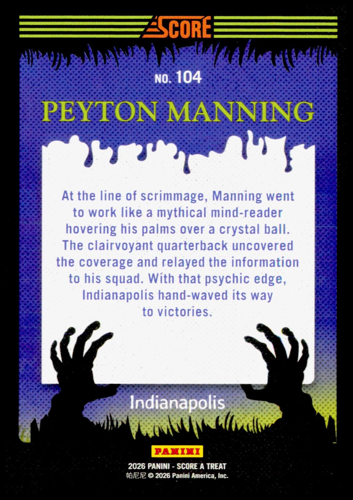 2026 Score-A-Treat Peyton Manning Card Holo Webs HOF Indianapolis Colts