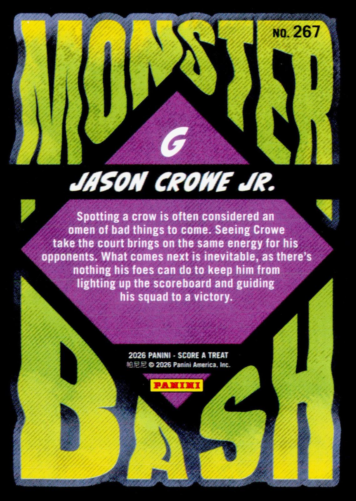2026 Panini Score A Treat Jason Crowe Jr #267 Monster Bash NIL Inglewood