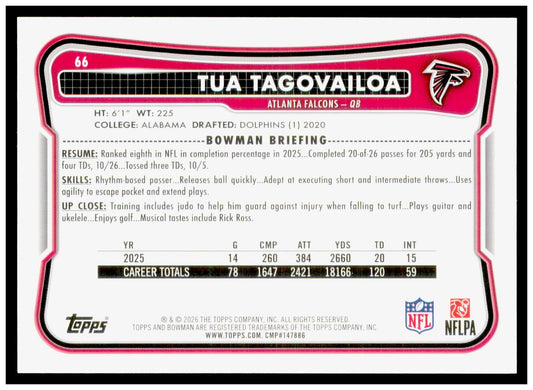 2026 Bowman Tua Tagovailoa Card Atlanta Falcons