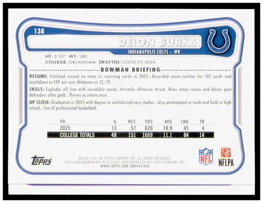 2026 Bowman Caleb Banks Card RC Minnesota Vikings