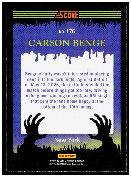2026 Score-A-Treat Carson Benge Card New York Mets