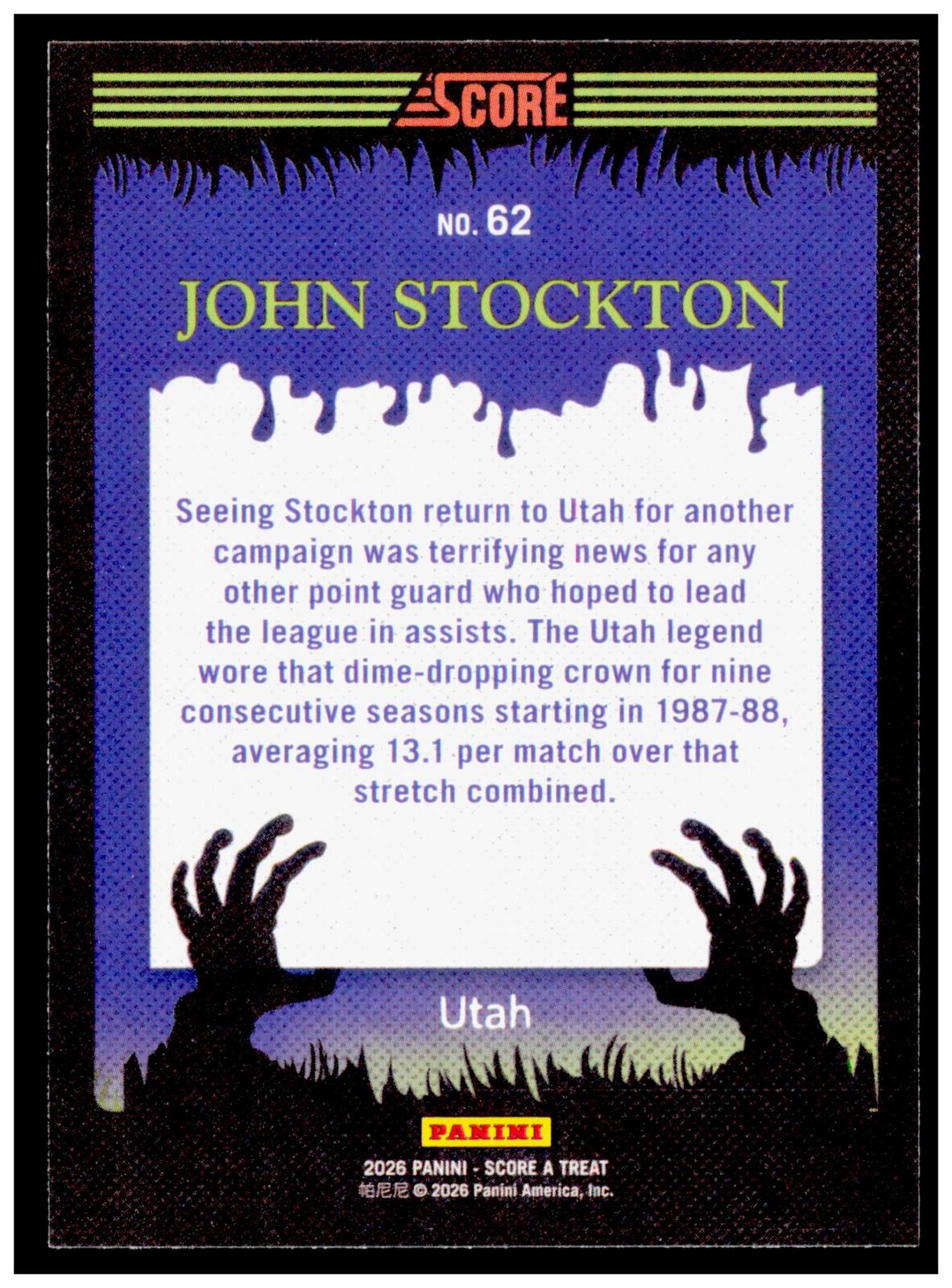 2026 Score-A-Treat John Stockton Card HOF Utah Jazz