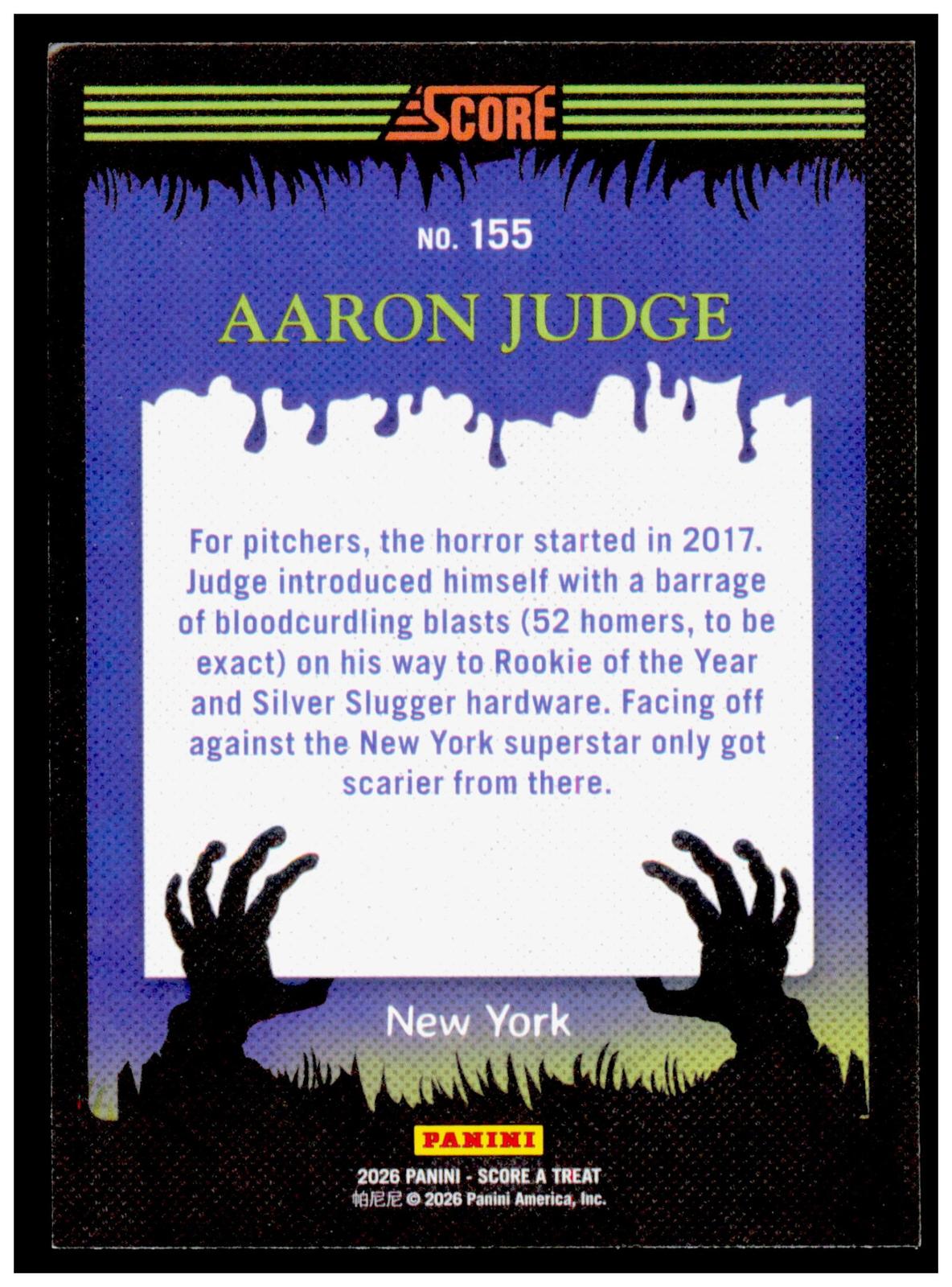 2026 Score-A-Treat Aaron Judge Card Pumpkins New York Yankees