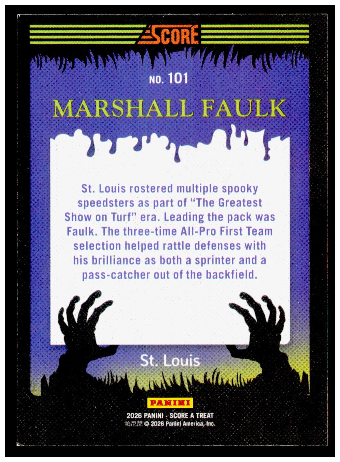 2026 Score-A-Treat Marshall Faulk Card HOF St. Louis Rams