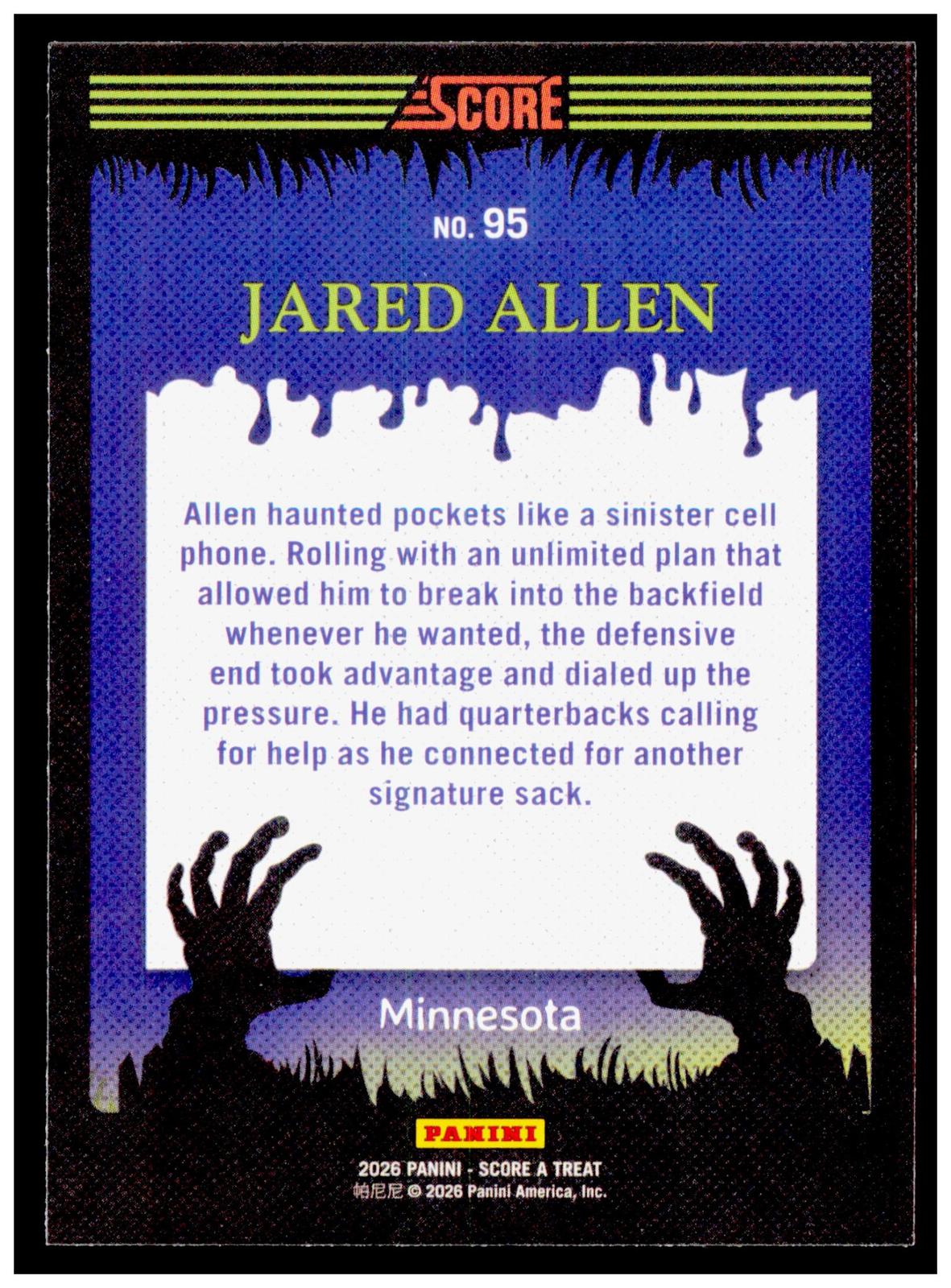 2026 Score-A-Treat Jared Allen Card Minnesota Vikings