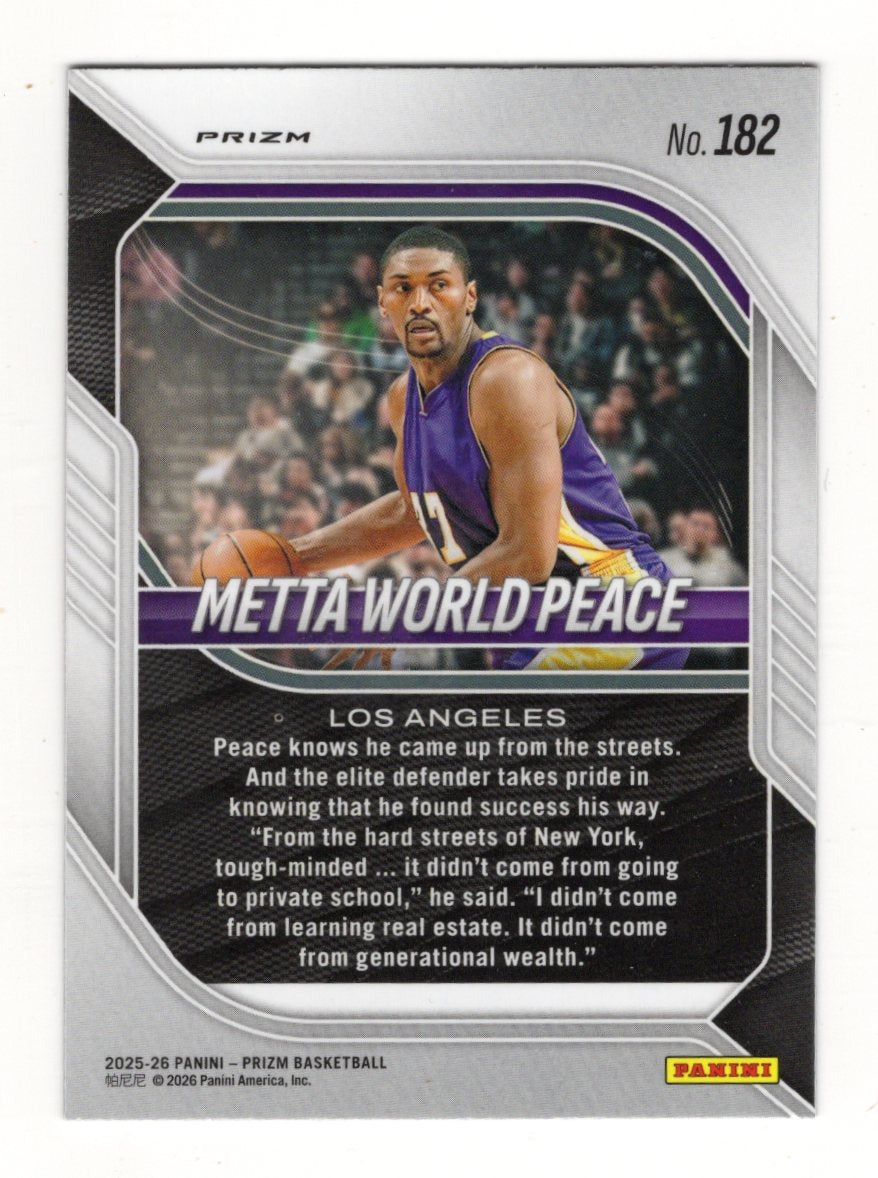 2025-26 Panini Prizm Metta World Peace Card Red Ice Prizm Los Angeles Lakers