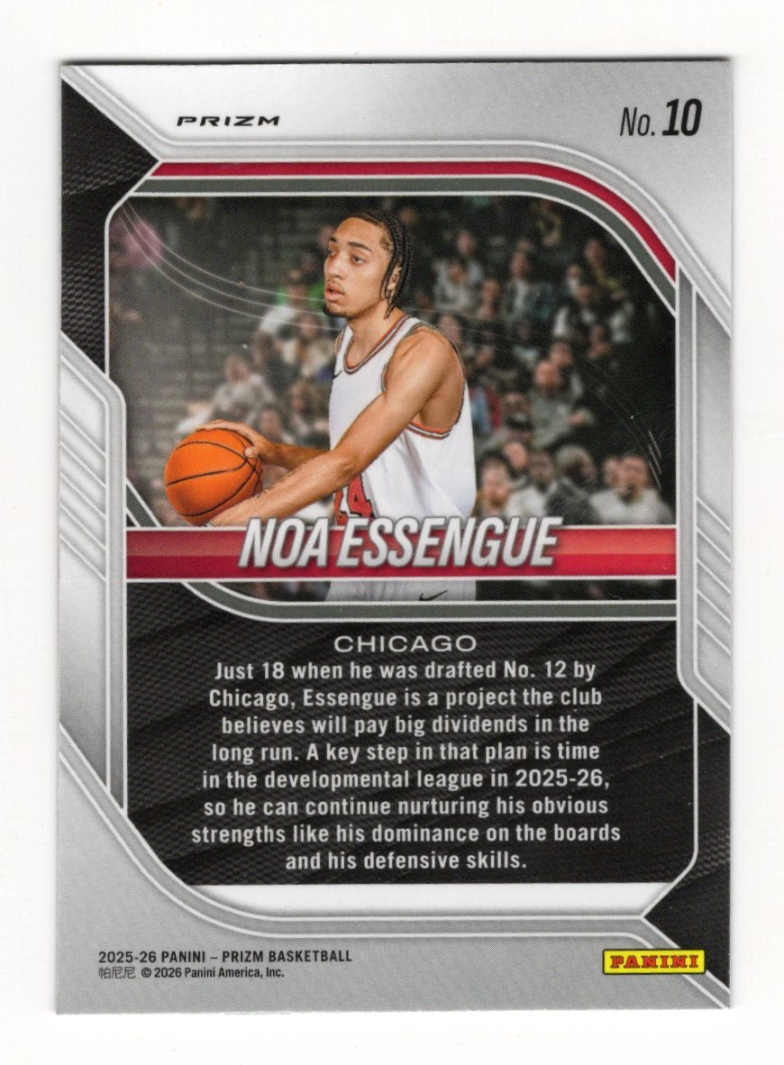 2025-26 Panini Prizm Noa Essengue Card Red Ice Prizm RC Chicago Bulls