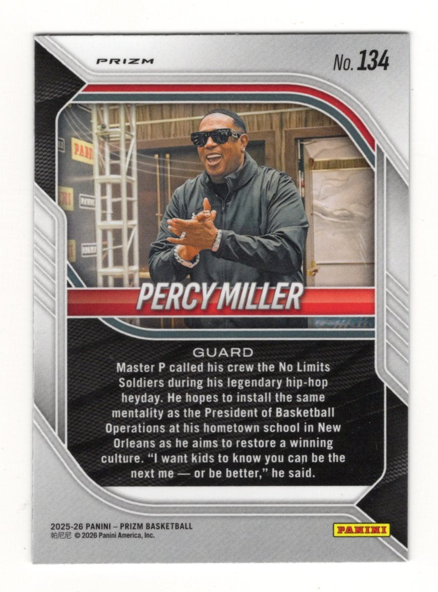 2025-26 Panini Prizm Percy Miller Card Silver Prizm Houston Cougars