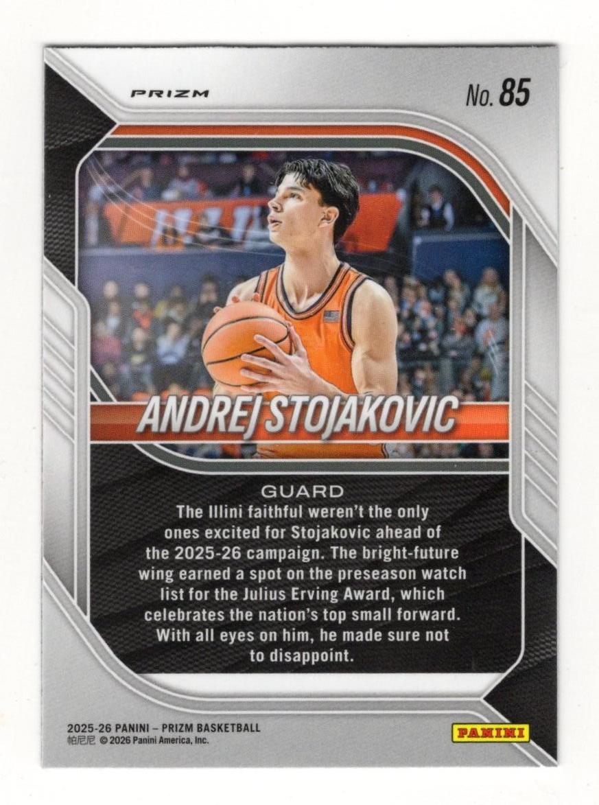 2025-26 Panini Prizm Andrej Stojakovic Card Red Ice Prizm Illinois