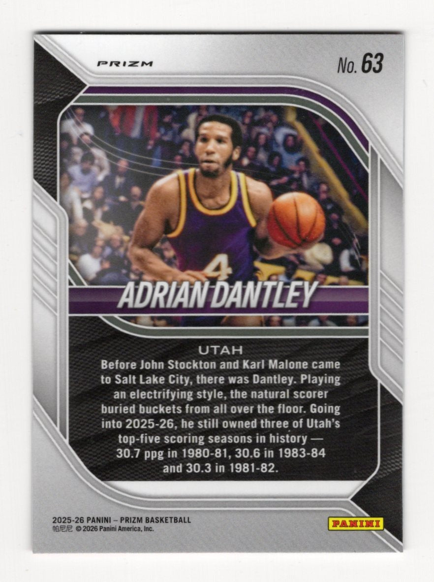2025-26 Panini Prizm Adrian Dantley Card Red Ice Prizm Utah Jazz