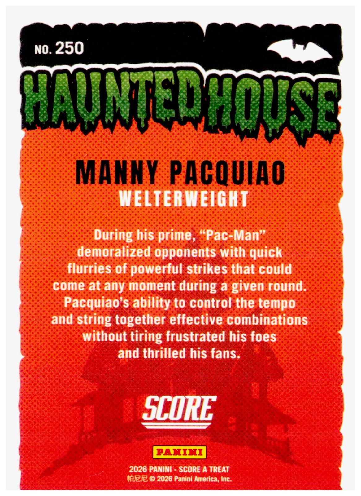 2026 Panini Score-A-Treat Manny Pacquiao Haunted House #250 Pumpkins Parallel
