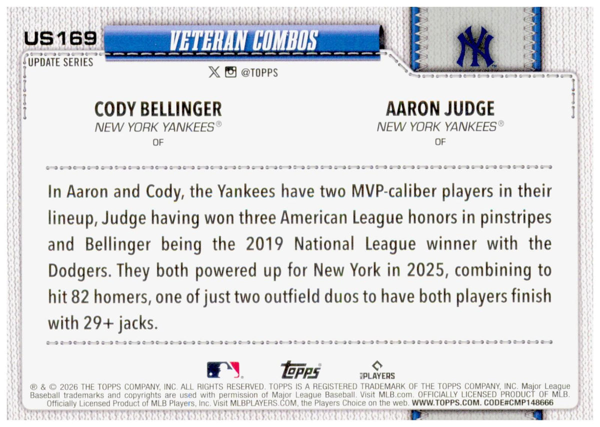2026 Topps Update Slam & Salute Card Holo Foil New York Yankees