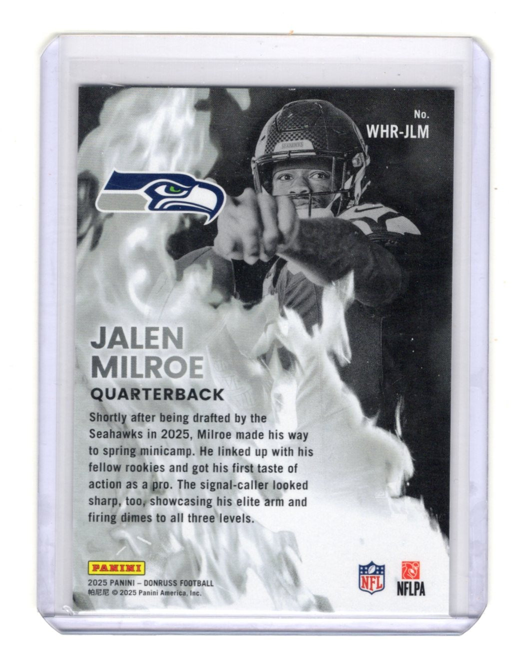 2025 Donruss Jalen Milroe Card White Hot Rookies Seattle Seahawks