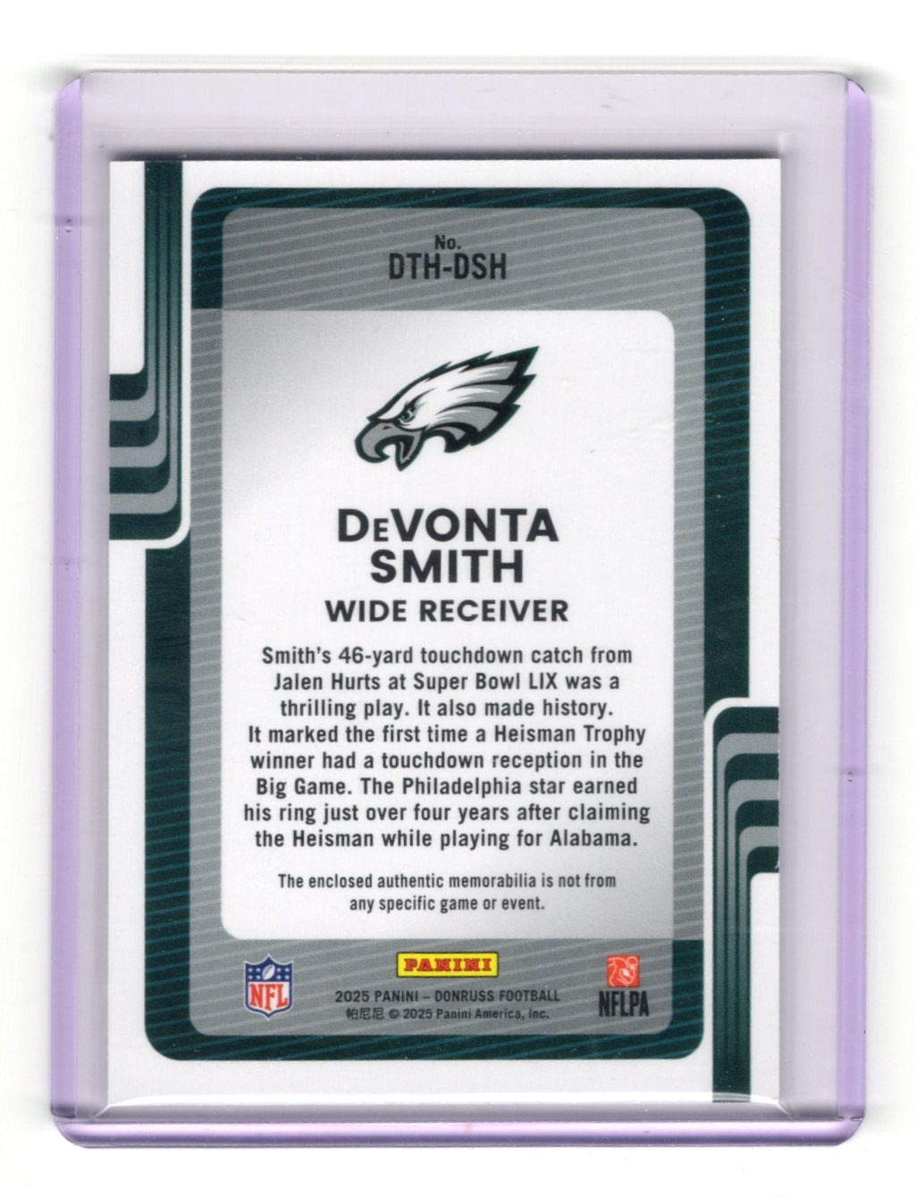 2025 Donruss DeVonta Smith Card Donruss Threads MEM Philadelphia Eagles
