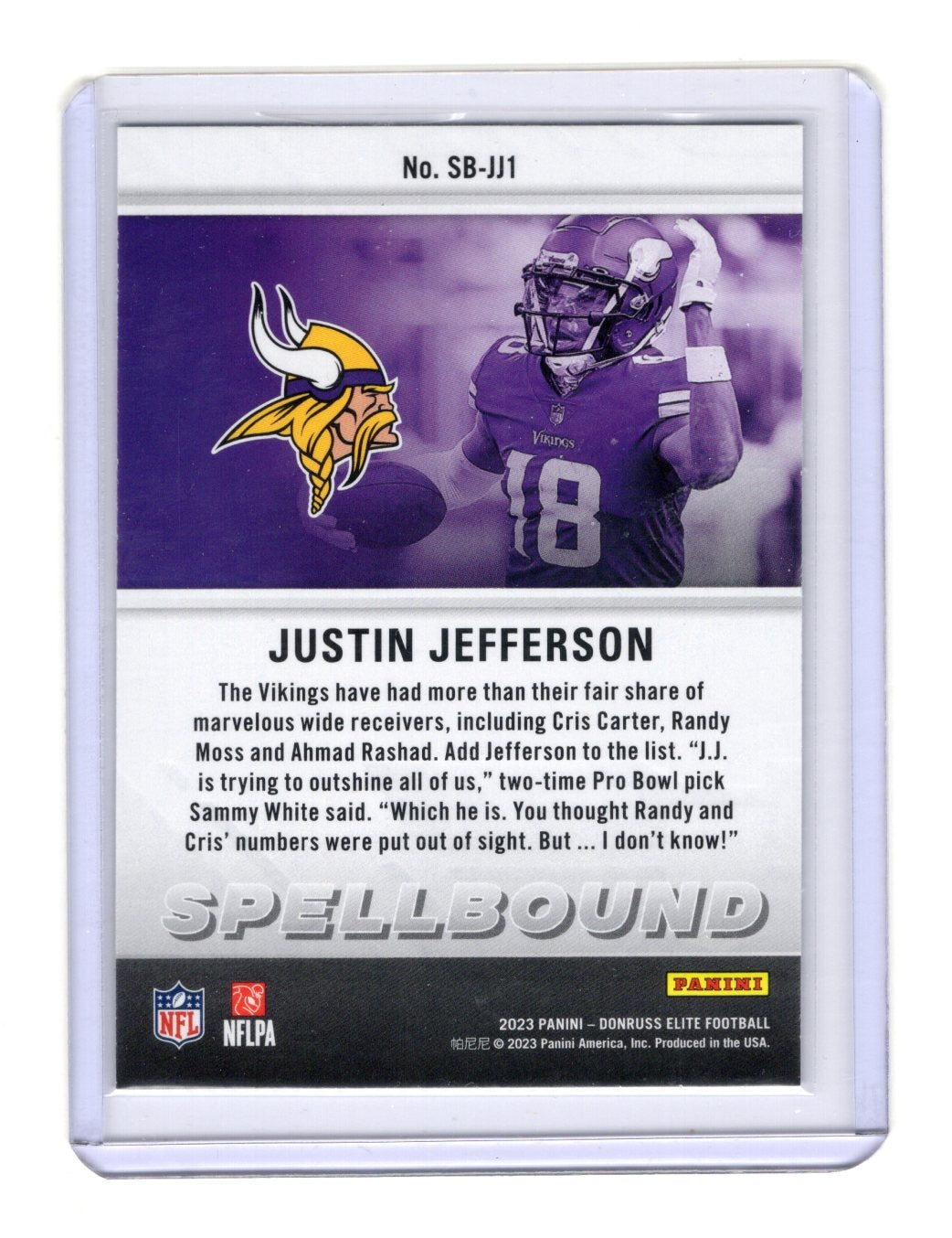 2023 Donruss Elite Justin Jefferson Card Spellbound Green Minnesota Vikings