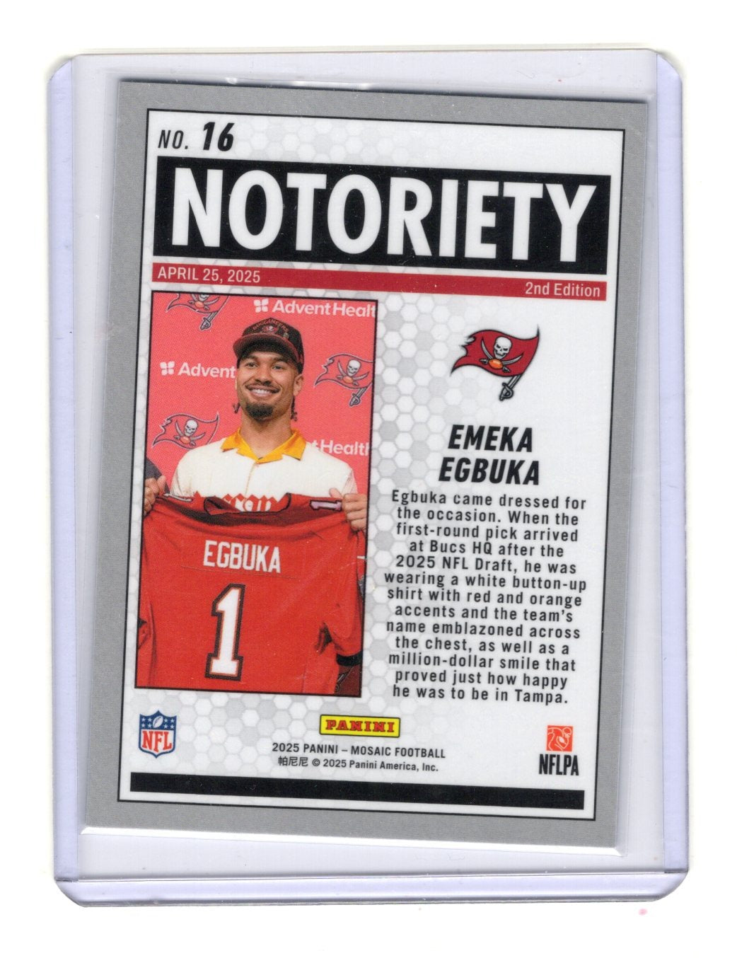 2025 Panini Mosaic Emeka Egbuka Card Notoriety Tampa Bay Buccaneers