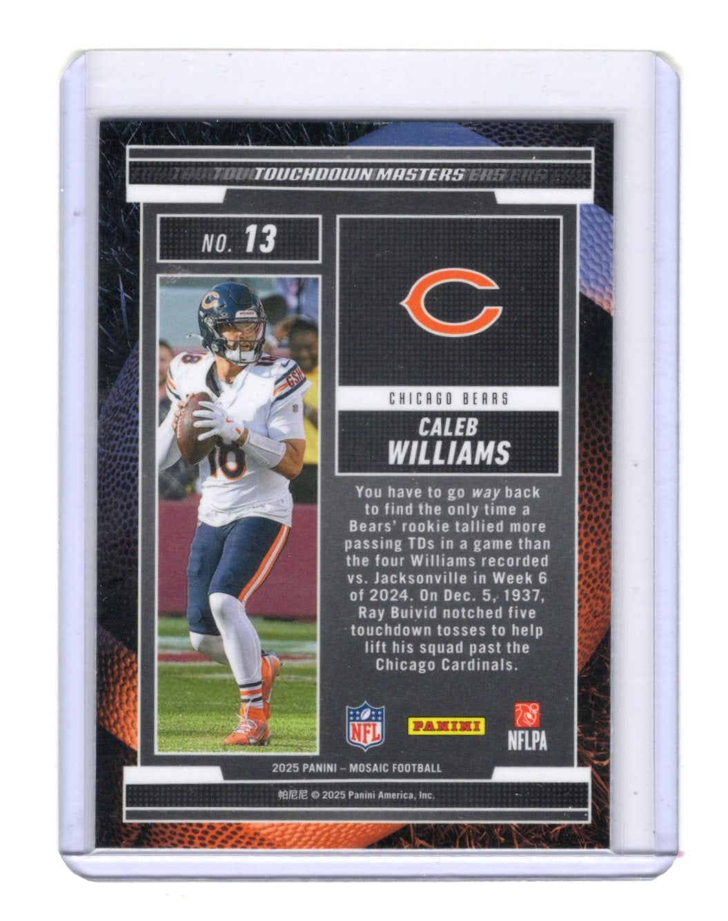 2025 Panini Mosaic Caleb Williams Card Touchdown Masters Mosaic Chicago Bears