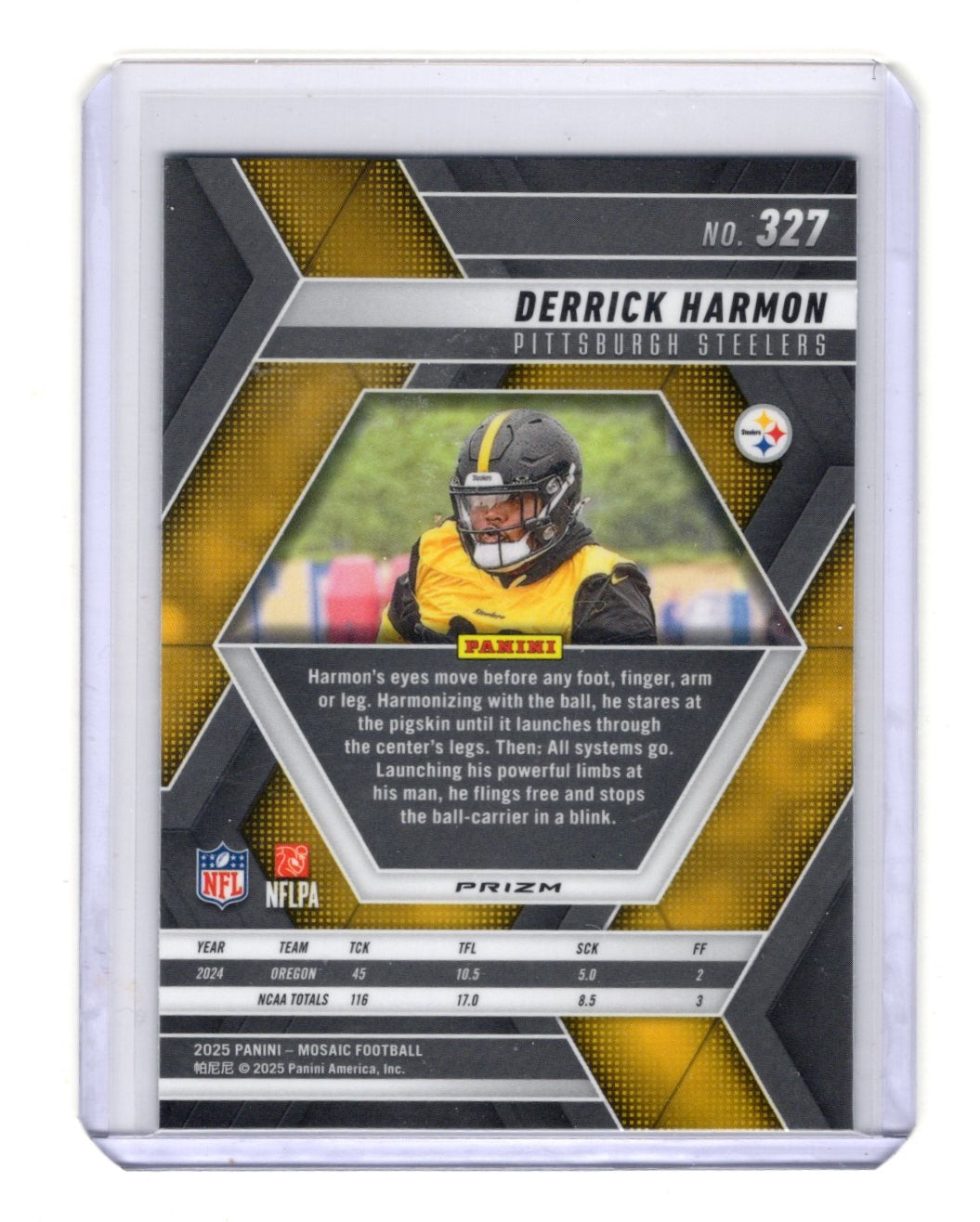 2025 Panini Mosaic Derrick Harmon Card Mosaic Green RC Pittsburgh Steelers
