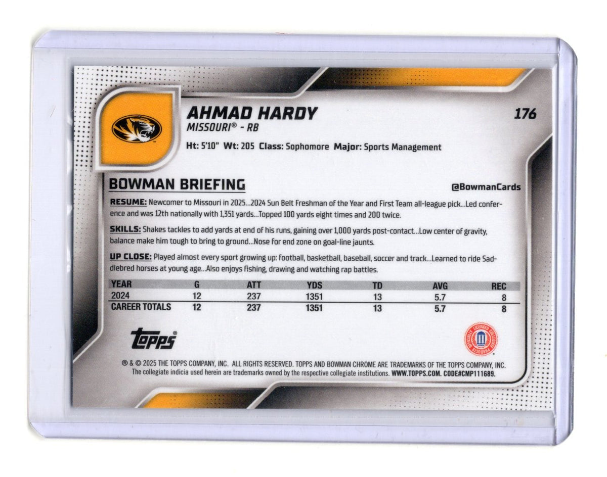 2025 Bowman University Chrome Ahmad Hardy Blue Mini-Diamond Refractor /150