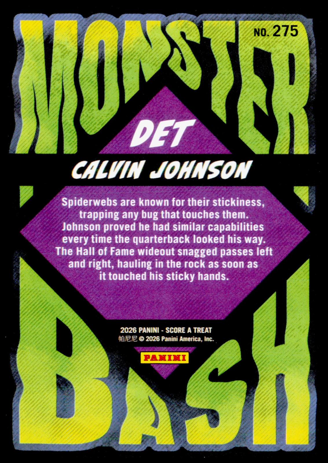 2026 Panini Score-A-Treat Card Calvin Johnson Monster Bash