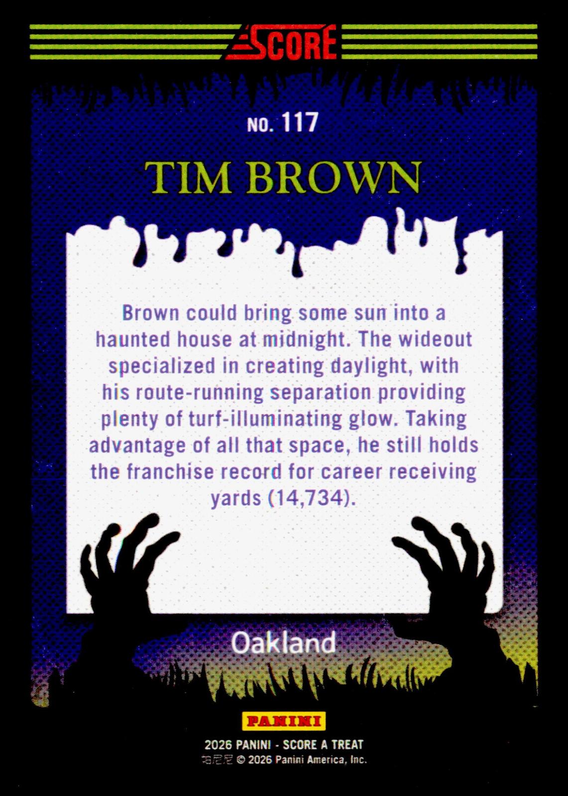 2026 Score-A-Treat Tim Brown Card Slime Oakland Raiders
