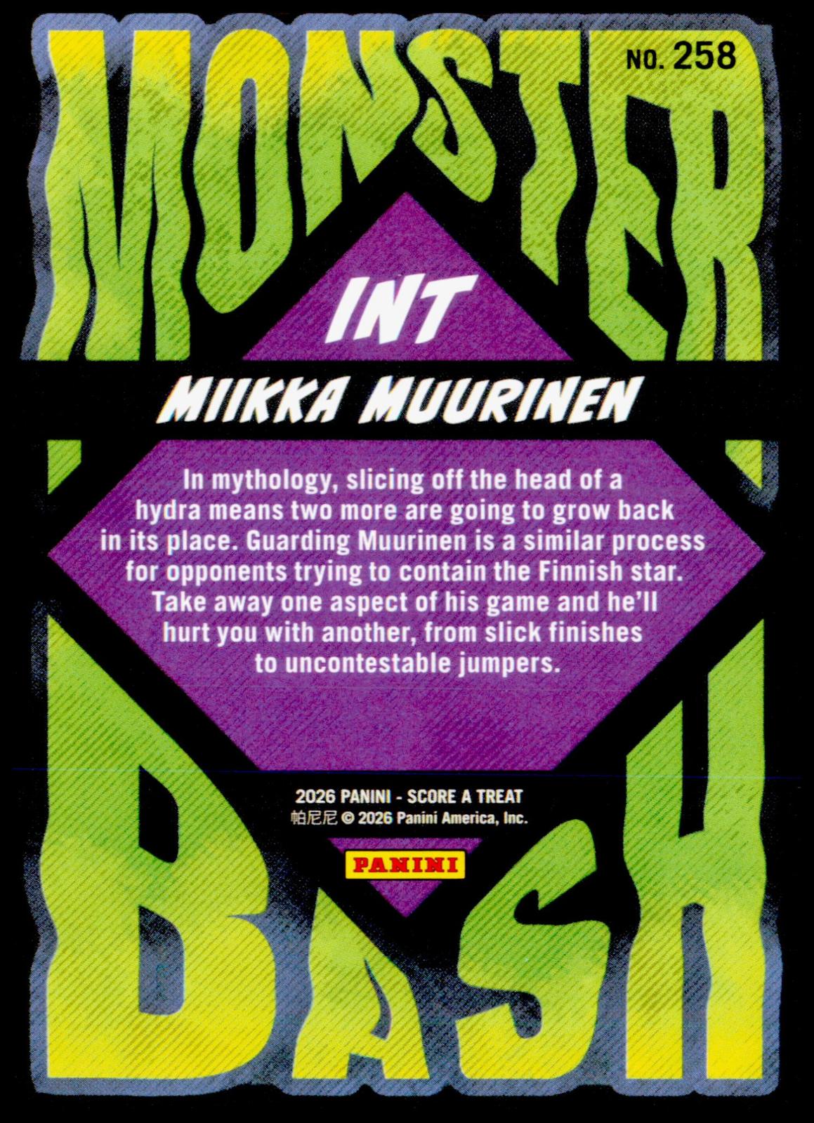 2026 Panini Score A Treat Miikka Muurinen Monster Bash NIL Basketball Prospect