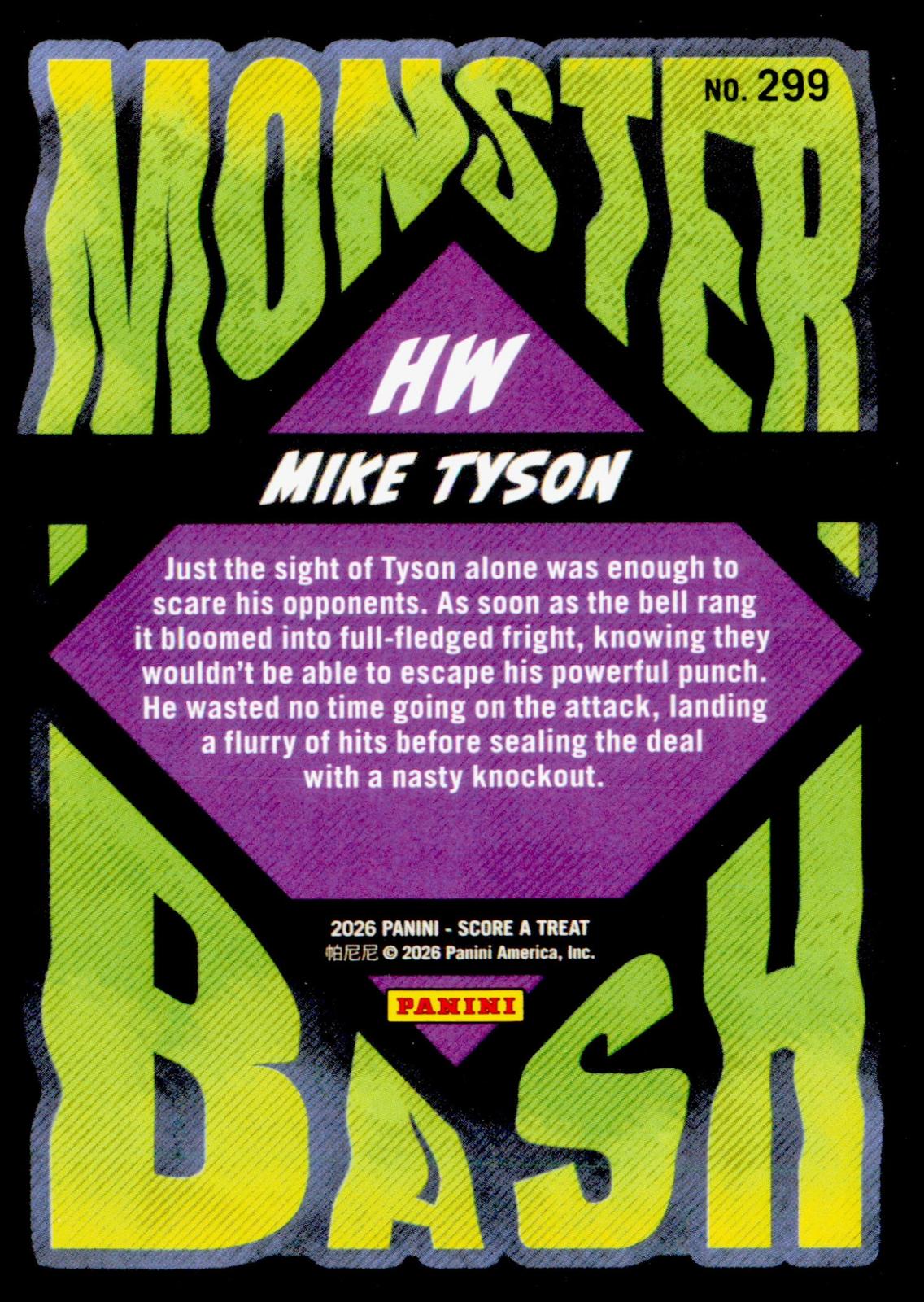 2026 Panini Score A Treat Mike Tyson Monster Bash Insert Boxing Champ Card