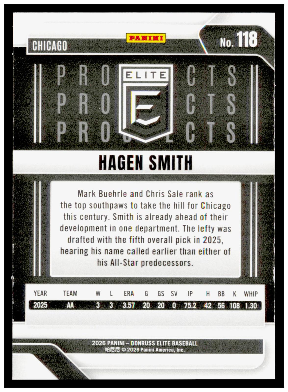 2026 Donruss Elite Baseball Hagen Smith #118 Aspirations Lava 001/399 First Made