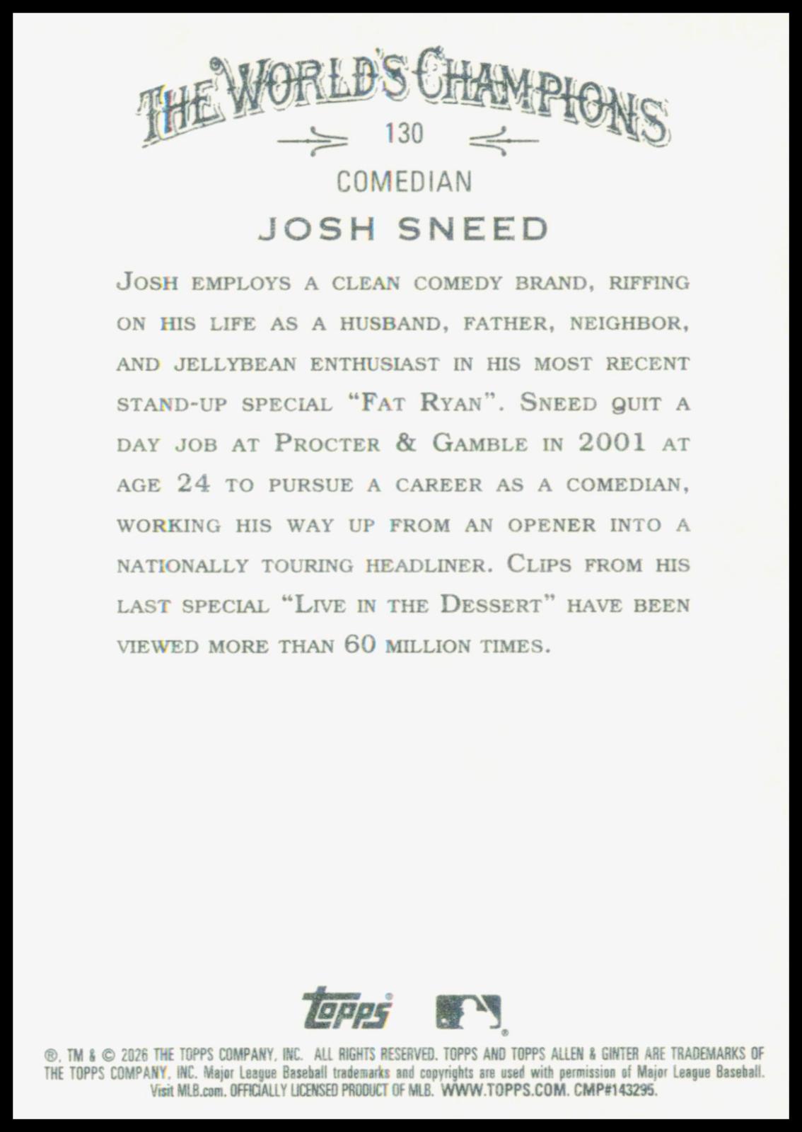 2026 Topps Allen & Ginter Josh Sneed Card