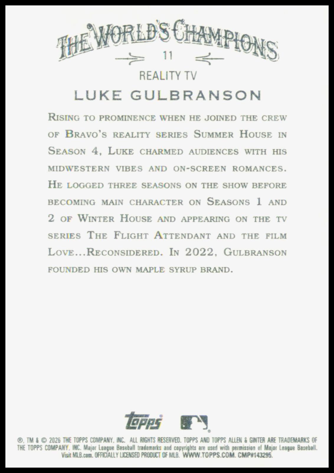 2026 Topps Allen & Ginter Luke Gulbranson Card None
