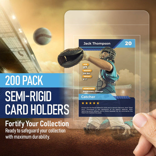 40 Pack Semi-Rigid Card Holders - Grading Submission Sleeves for Standard & Thick Trading Cards