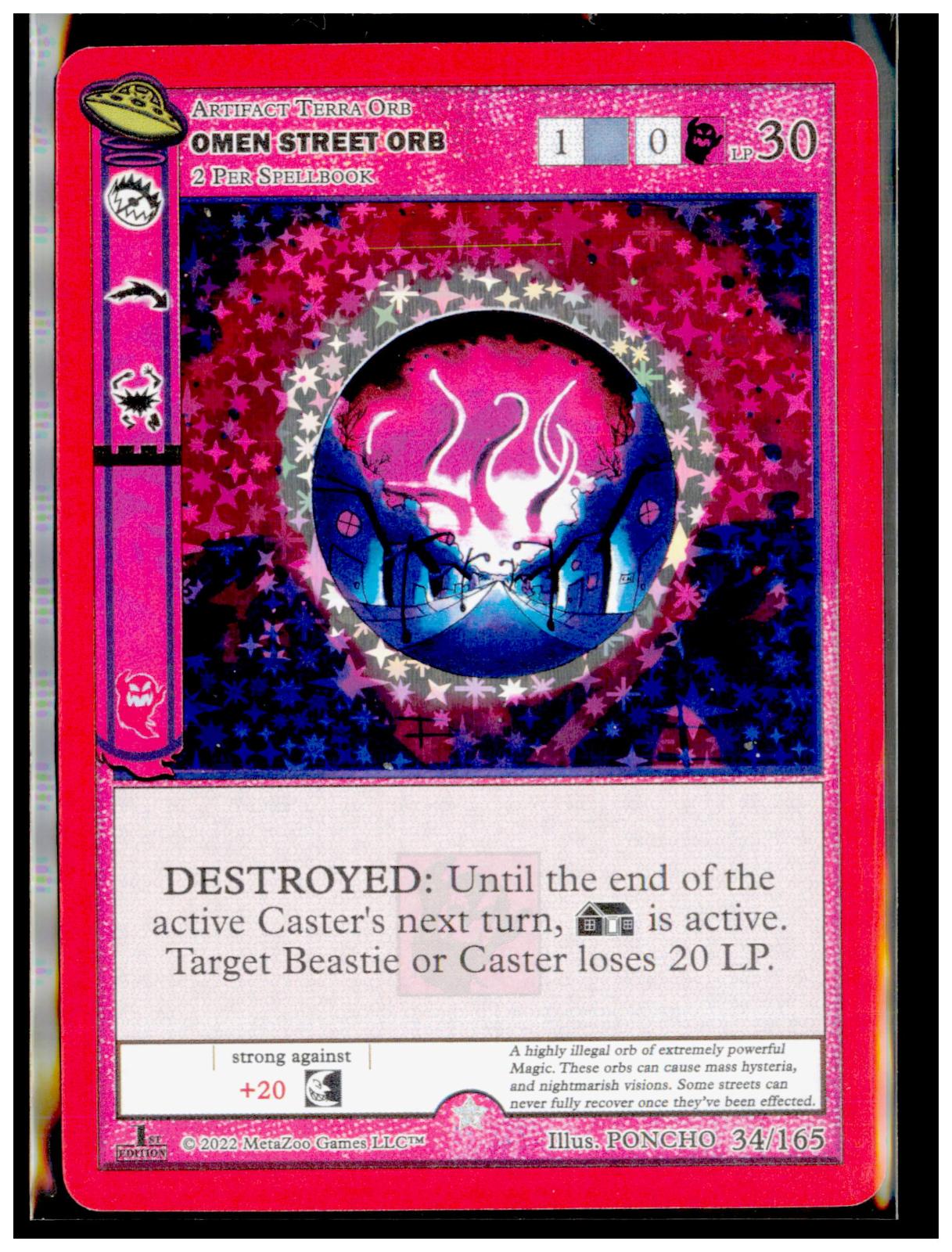 Omen Street Orb 034/165 Gold UFO First Edition MetaZoo Near Mint