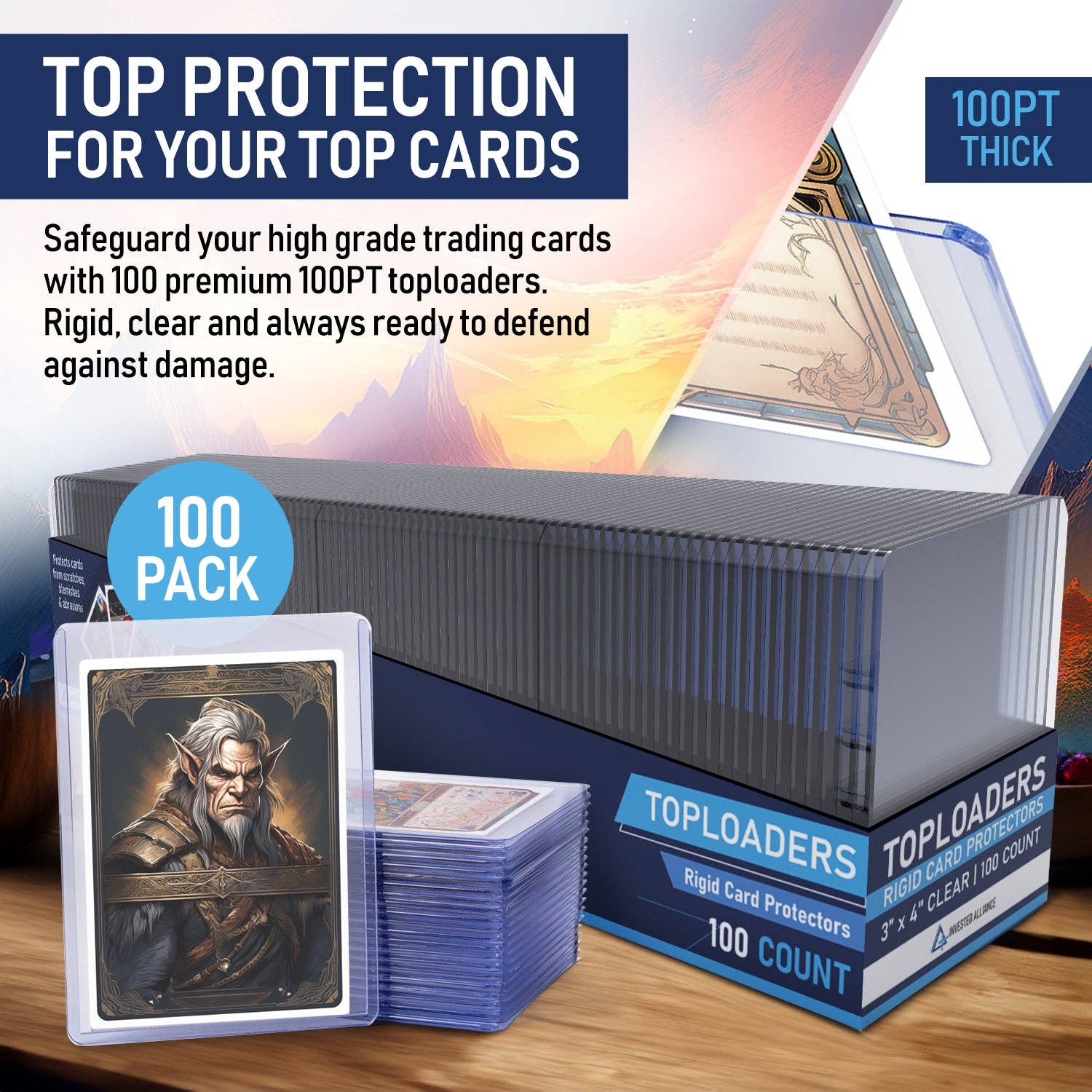 100 Pack 100PT Thick Toploaders for Sports & TCG Cards - Premium Rigid Protection for Memorabilia Cards