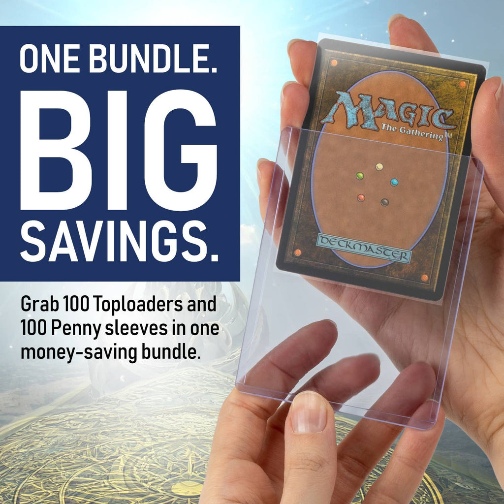 Premium Toploader & Sleeve Bundle (100ct) | Archival-Safe Protection for Standard Sports & TCG Cards - 20PT Thickness