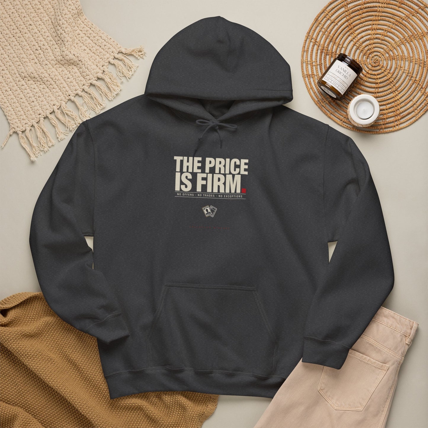 'The Price Is Firm.' Card Dealer Hoodie — Card Seller Merch