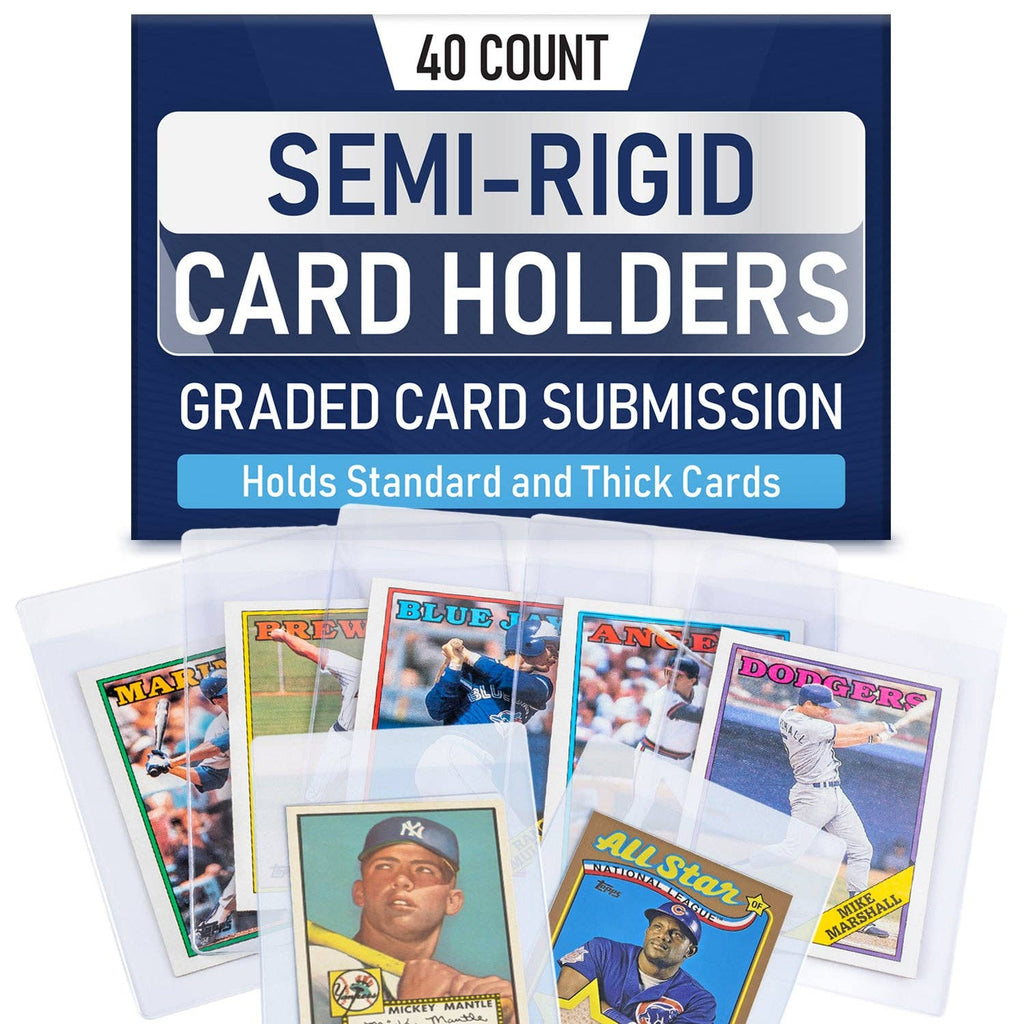 40 Pack Semi-Rigid Card Holders - Grading Submission Sleeves for Standard & Thick Trading Cards