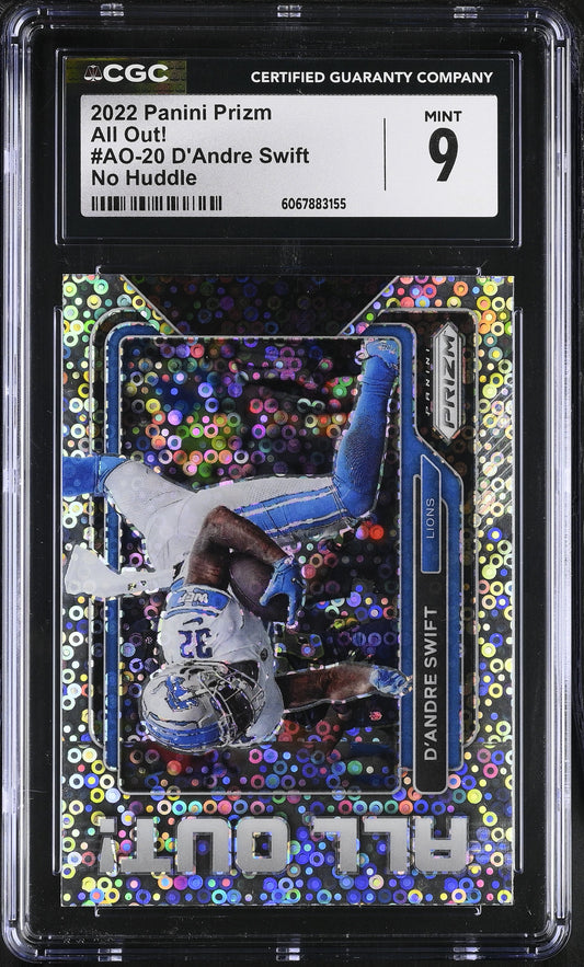 2022 Panini Prizm D'Andre Swift All Out! No Huddle Disco Prizm #AO-20 CGC 9 Mint
