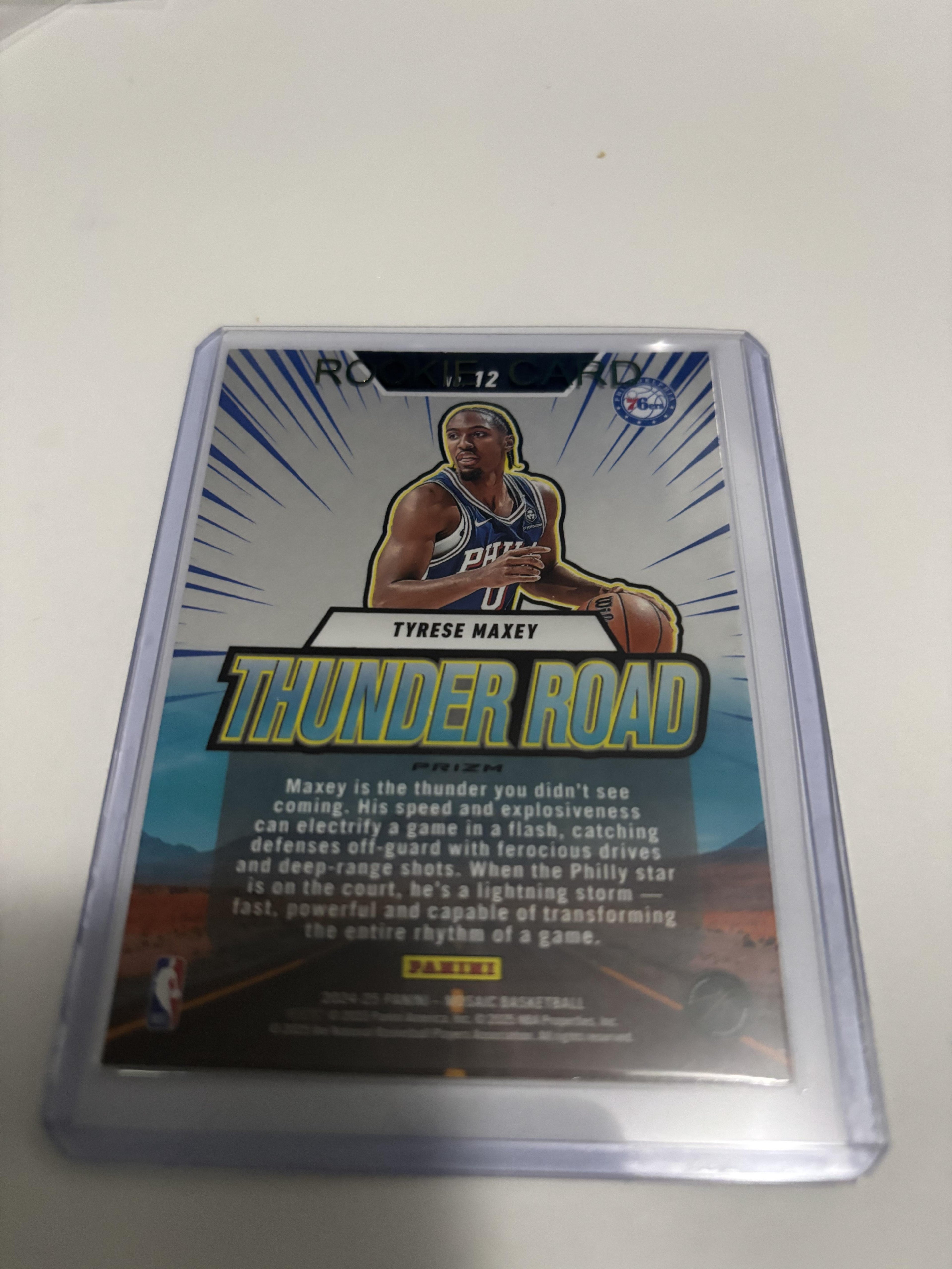 2024-25 Panini Mosaic Tyrese Maxey #12 Thunder Road Insert 76ers Prizm