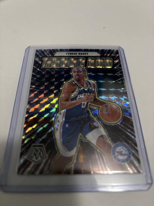 2024-25 Panini Mosaic Tyrese Maxey #12 Thunder Road Insert 76ers Prizm