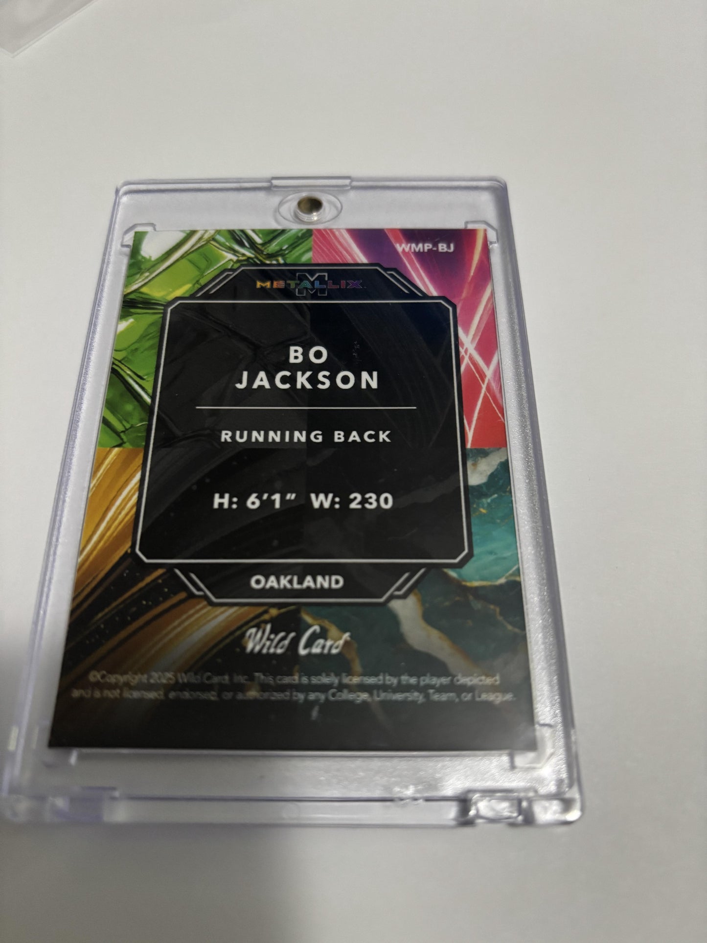 2025 Wild Card Metallix Bo Jackson Red White Blue Splatter /3 SSP Raiders Legend