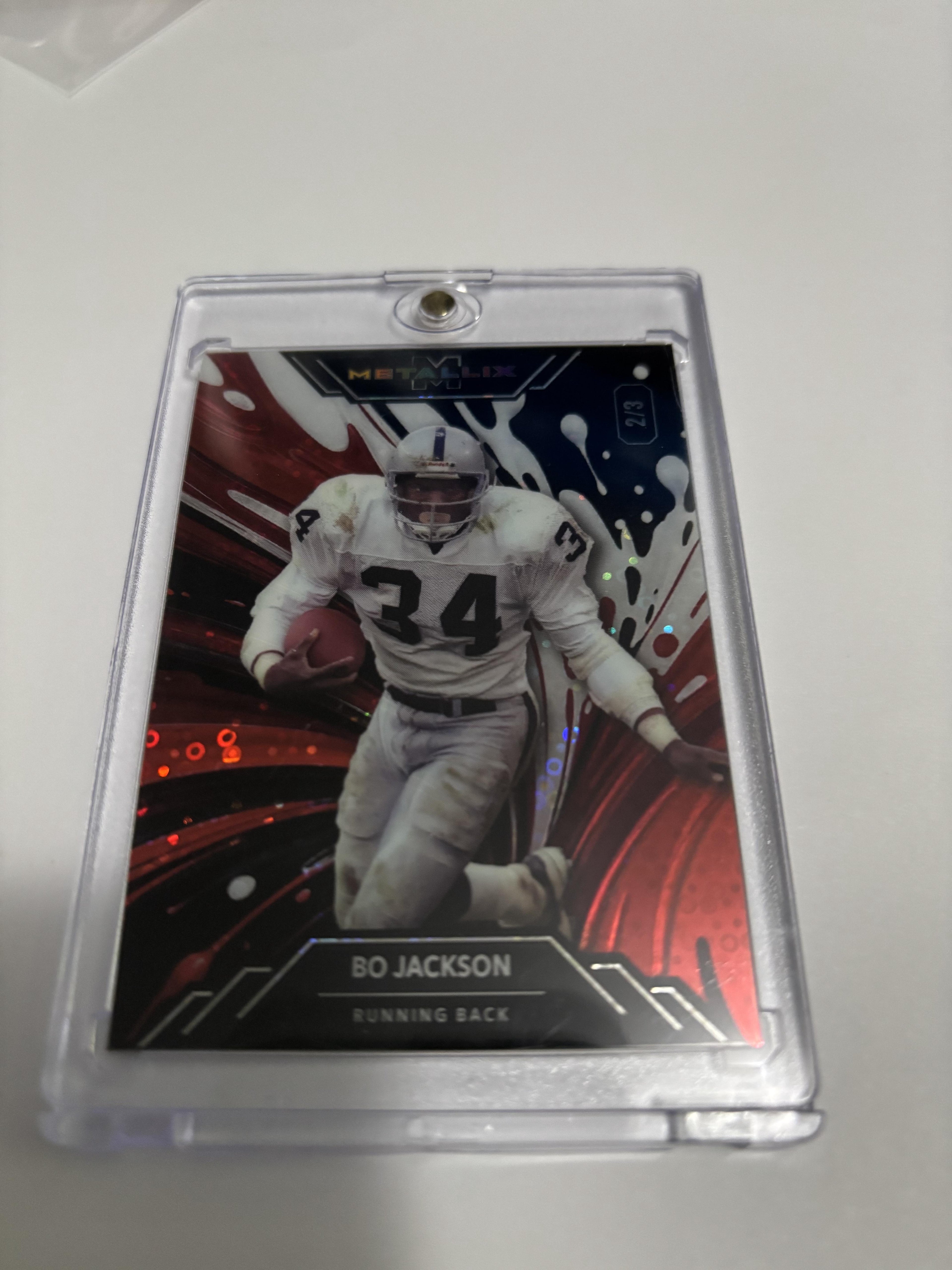 2025 Wild Card Metallix Bo Jackson Red White Blue Splatter /3 SSP Raiders Legend