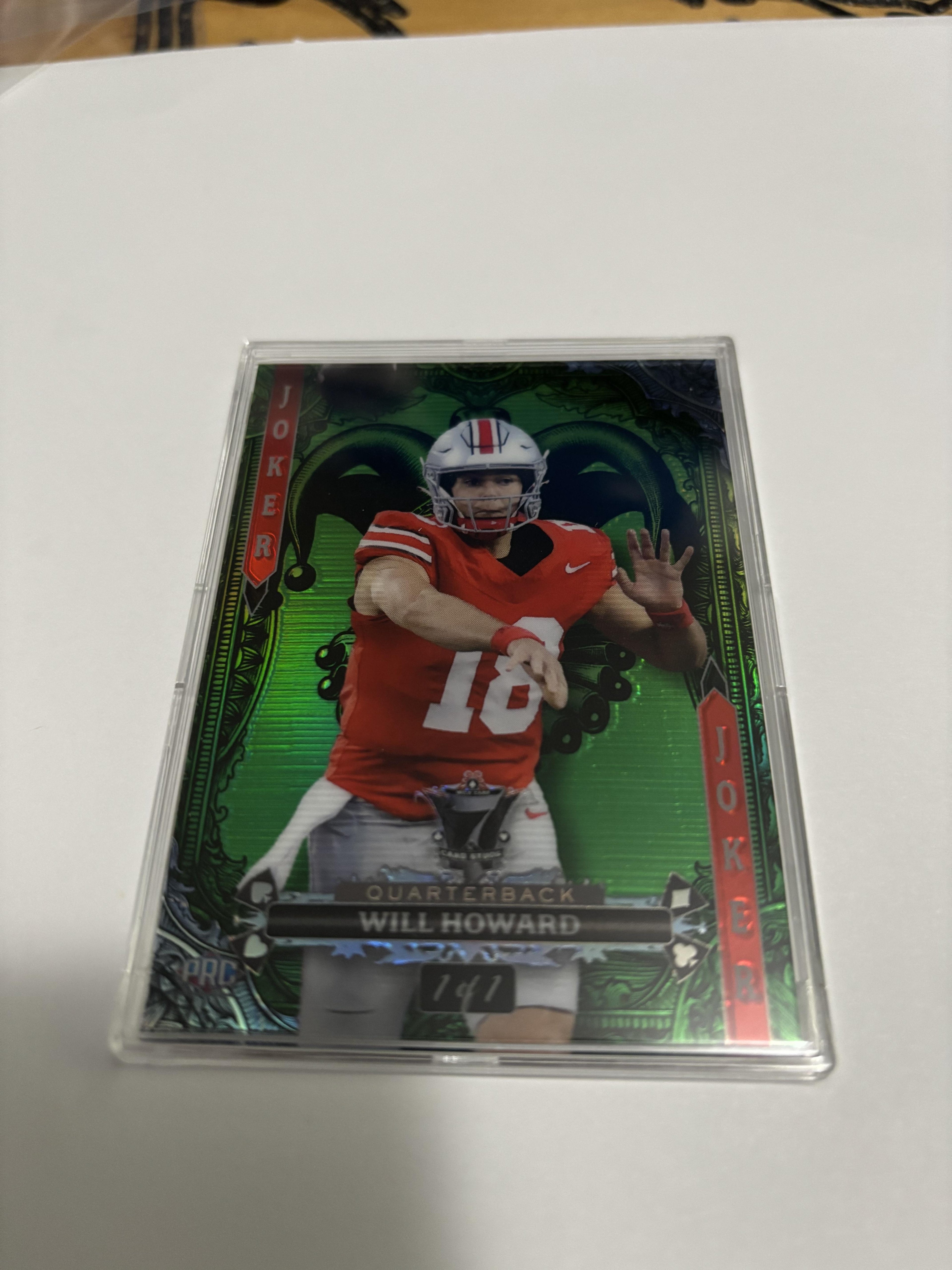 2024 Wild Card 7 Card Studs Joker Will Howard Green Foil 1/1 One of One QB