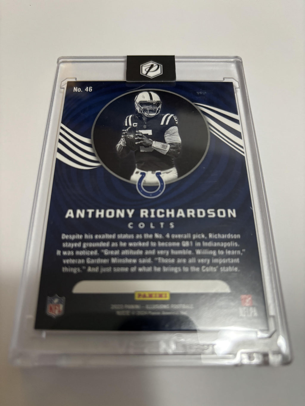 2023 Panini Illusions #46 Anthony Richardson Gold Trophy Collection #/25