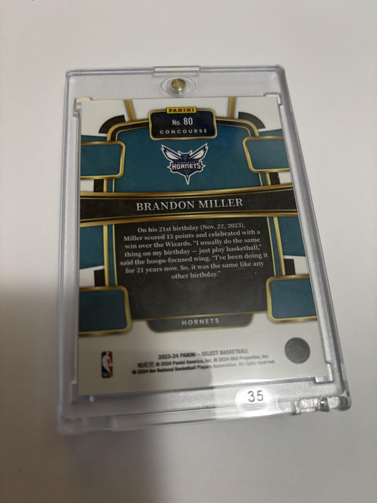 2023-24 Panini Select Brandon Miller RC Rookie Blue Concourse #80 Hornets Prizm