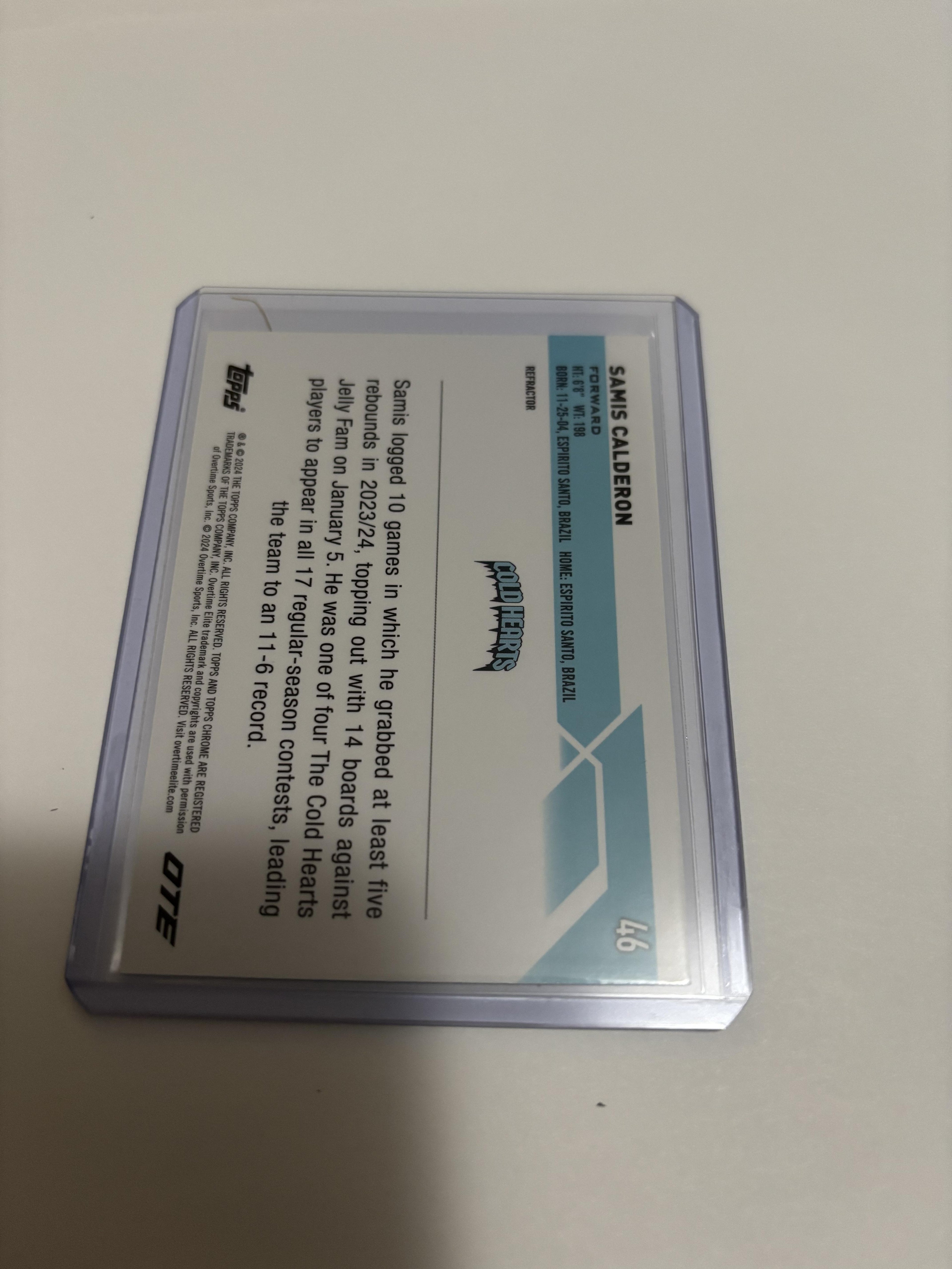 2023-24 Topps Chrome OTE Samis Calderon Refractor RC #46 Cold Hearts Rookie