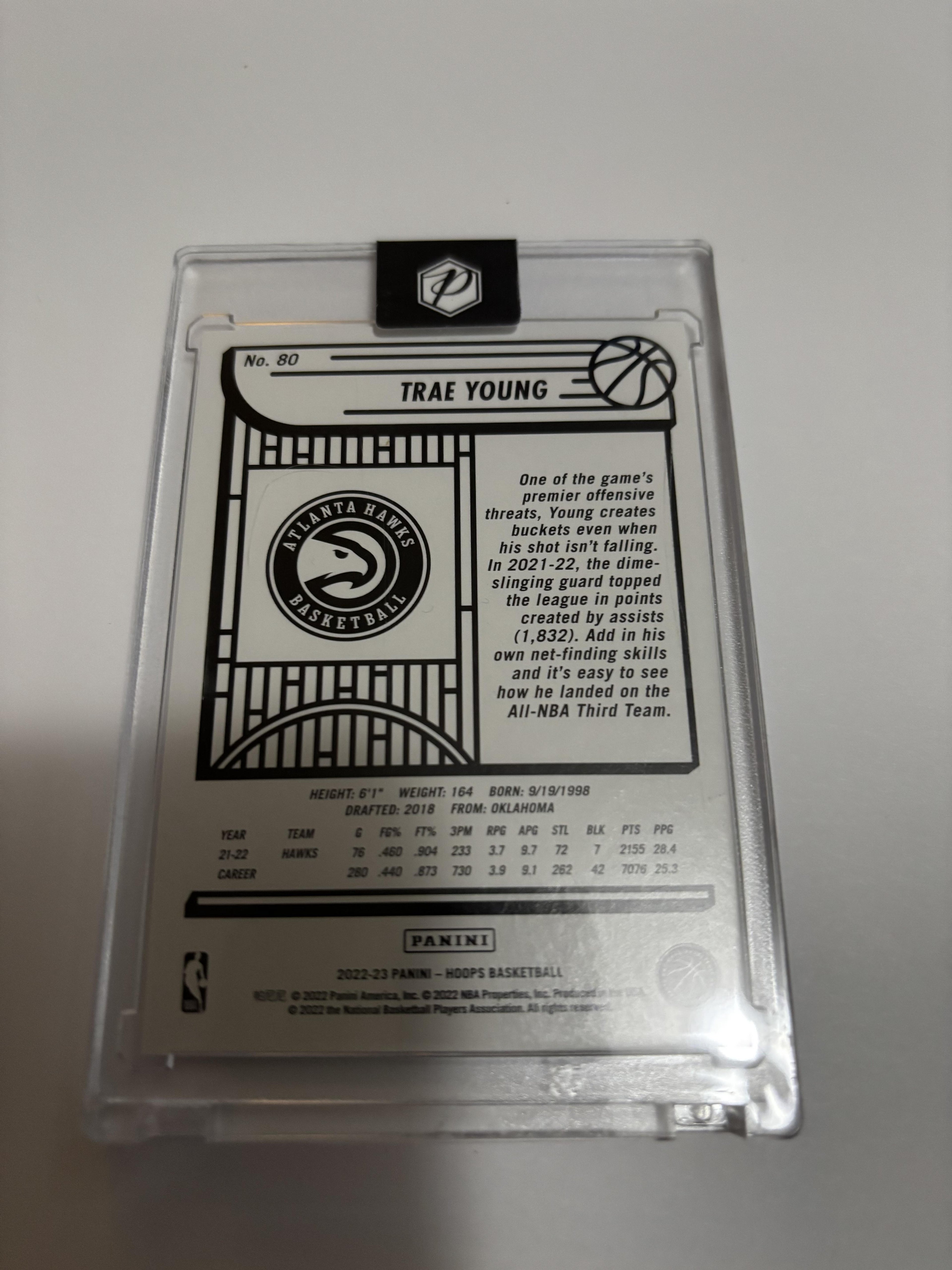 2022-23 Panini NBA Hoops Trae Young Silver Parallel #80 /199 Hawks