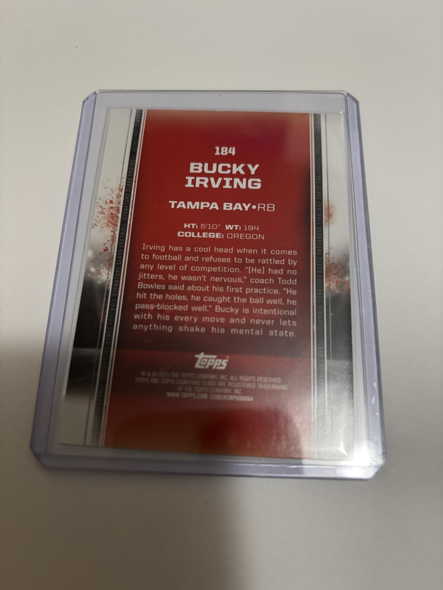 2024 Topps Composite Football Signature Class Bucky Irving Rookie RC #184 Bucs